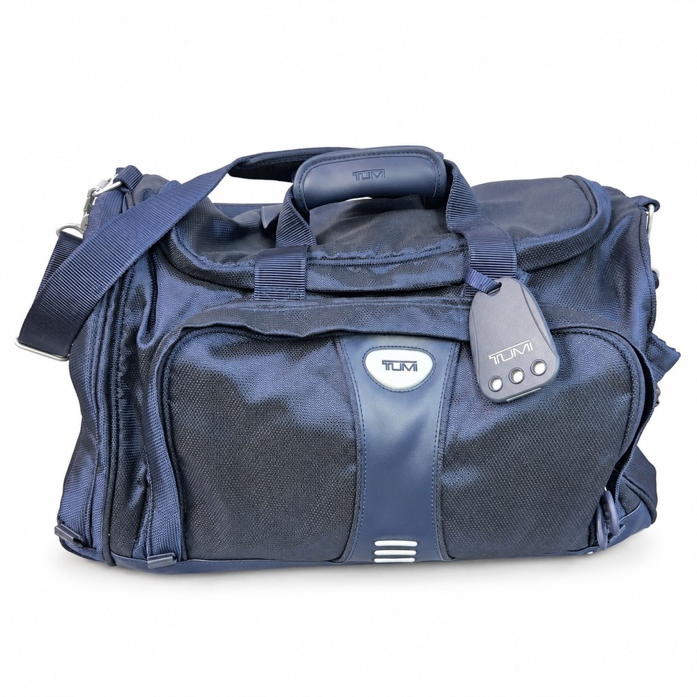 Tumi Navy Blue Ballistic Nylon Duffel Bag Travel Gym Weekender Shoe Pocket